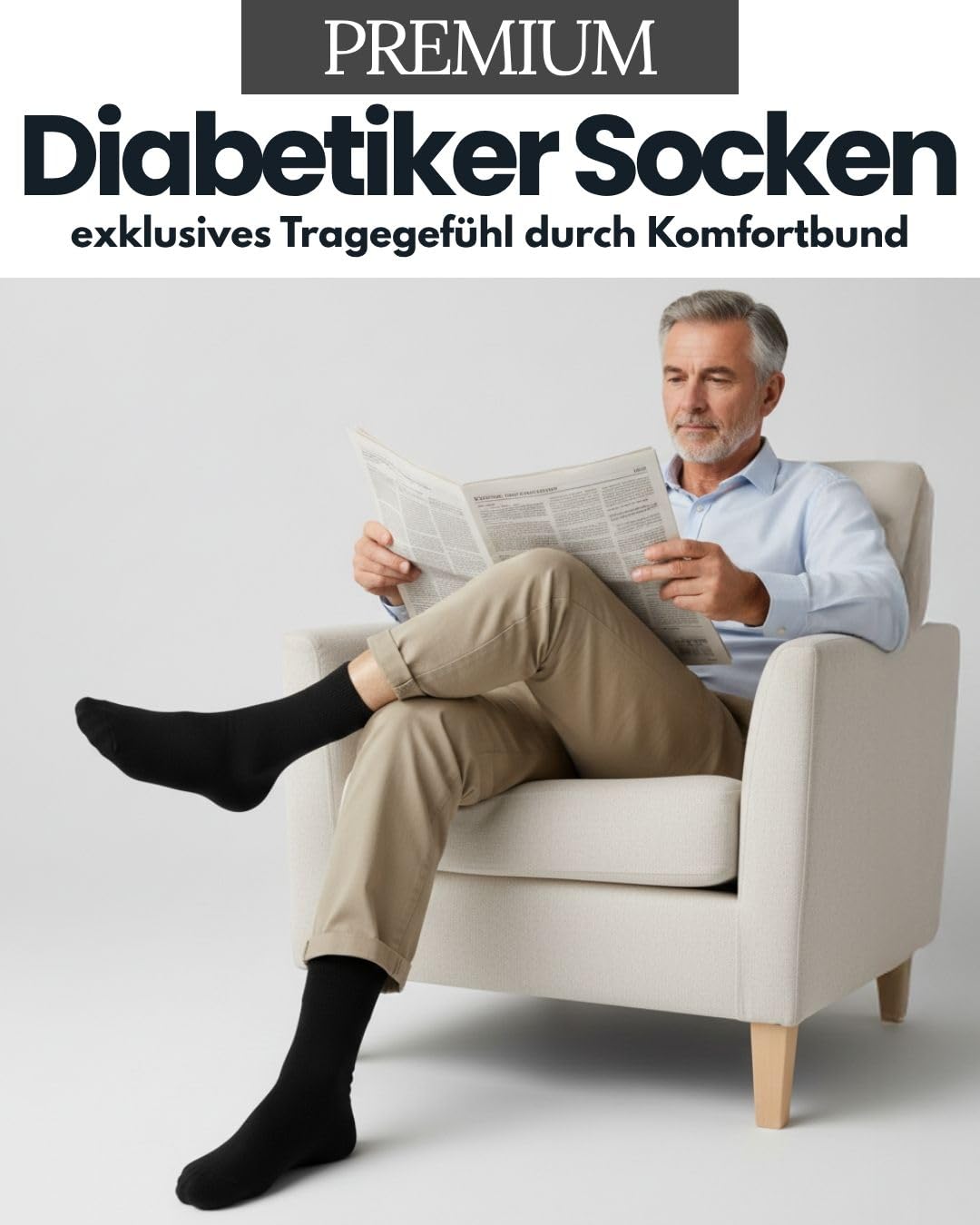 sockenkauf24 Diabetikersocken ohne Gummibund & ohne Naht 97% Baumwolle (6 Paar) Diabetiker Socken mit Komfortbund für Damen & Herren