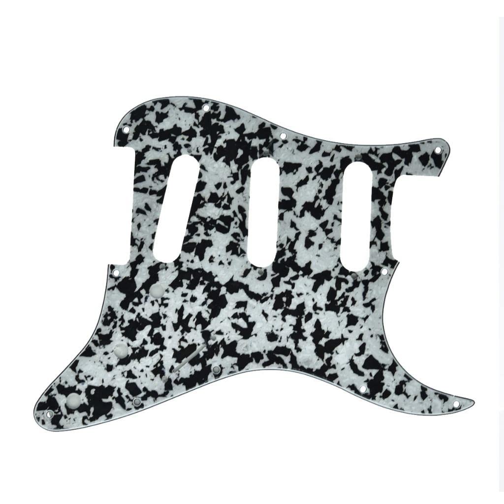 Dopro 11 Hole ST/Strat Style SSS Pick Guard for 3 Single Coil Pickups with Screws Black White Agate