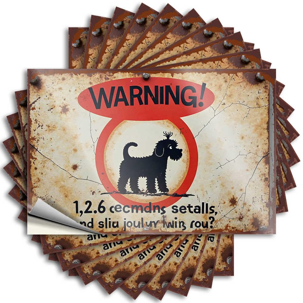 Funny Sticker Good Rv Decor Sets Waterproof - Rusty Warning Sign with Silly Dog Illustration Bottle Self Adhesive Decal for Military Use(12X18CM)
