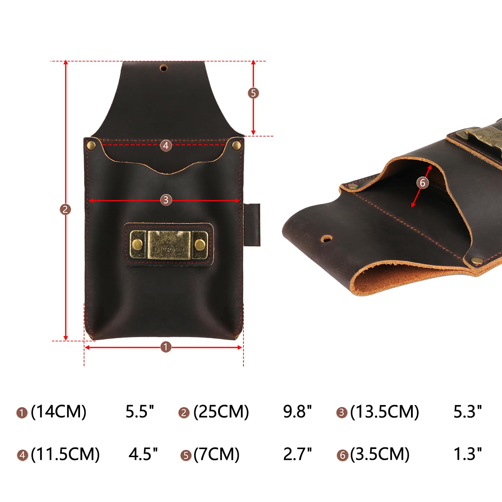 TOURBON Étui de rangement multi-outils en cuir avec porte-mètre pour ceinture