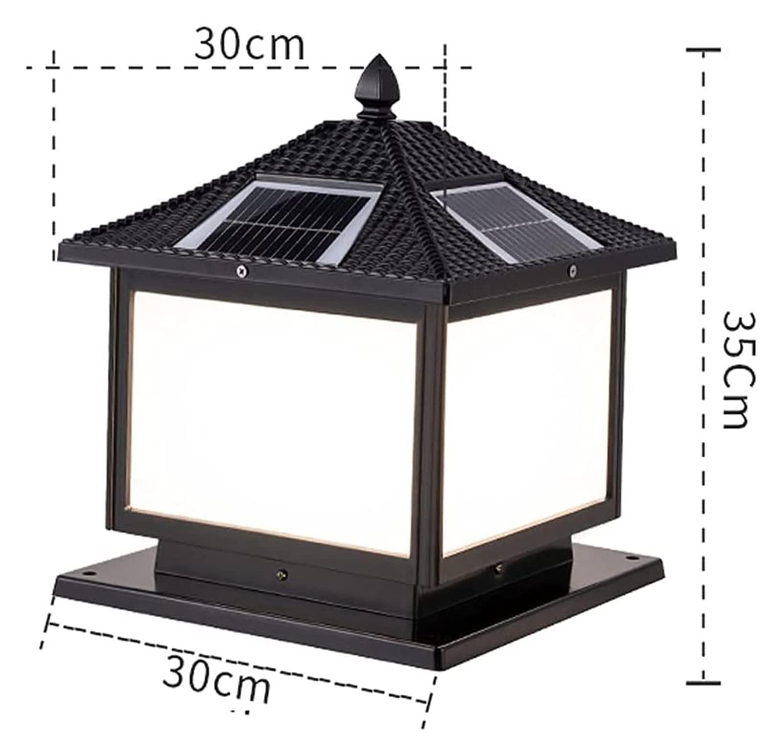 Lampy Zewnętrzne Na Słupach Oświetleniowych, Lampy Na Podwórku, Lampy Solarne Na Słupach Aluminiowych, Lampy Słupkowe, Lampy Na Słupkach Ogrodzeniowych, Lampy Zewnętrzne(Noir-Wysokość 35 Cm)