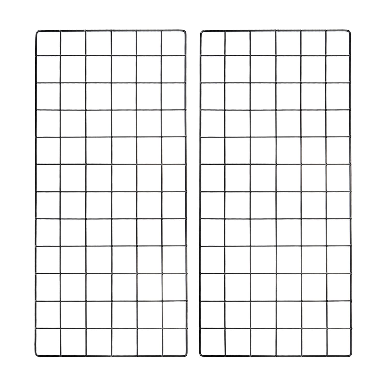 YOKIVE 2Pcs Iron Wire Grid Panel, Decorative Panels Board | Photo Pictures Display Holders Hanging Frame for Home Office (Black, 24"x12")