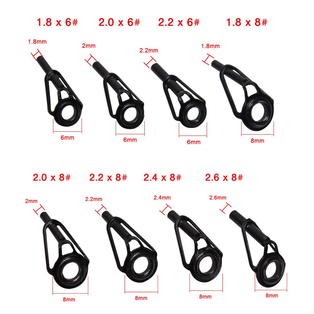 Kit de Punta de Caña de Pescar,8 Pcs Guías para Caña de Pescar,Reparación de Cañas de Pesca,Anillo de Punta de Guía de Caña de Pescar,Fácil de Reparar,Conjunto de Guías de Caña de Pescar,Para La Pesca