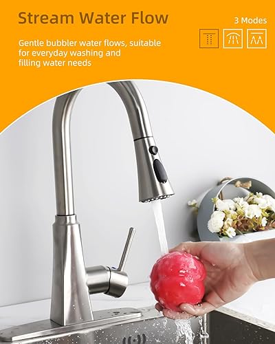 Miniatura 3 de Hibbent Repuesto de cabezal de grifo de fregadero de cocina, certificado NSFANSICAN 61 y CUPC, boquilla rociadora extraíble de 3 funciones con 15