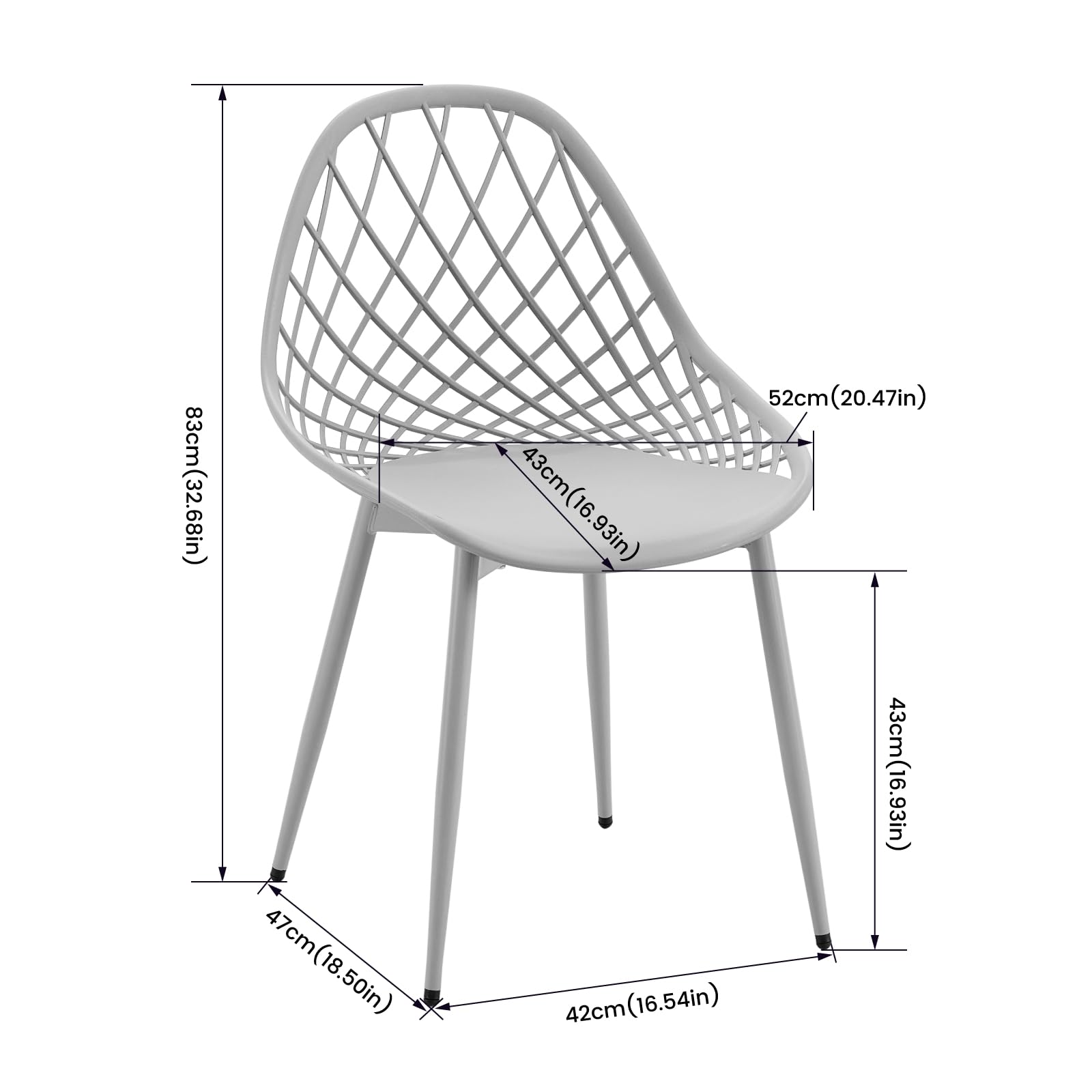 Set di mobili da balcone per piccoli balconi, mobili da giardino resistenti alle intemperie, mobili da salotto da esterno, tavolo bianco (Ø 100 cm) + 4 sedie grigie
