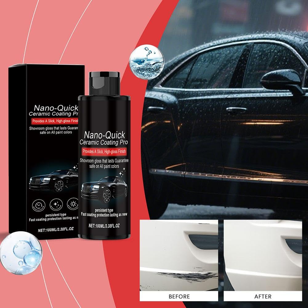 Nano-Quick Ceramic Coating Pro per automobili, 300 ml, Nano Quick Coat Restore-Coating, con tecnologia avanzata in ceramica per effetto vetro antipolvere e lucentezza duratura - 5