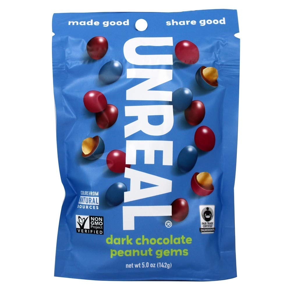 UNREAL Dark Chocolate Peanut Gems, 5 ounces (Pack of 2