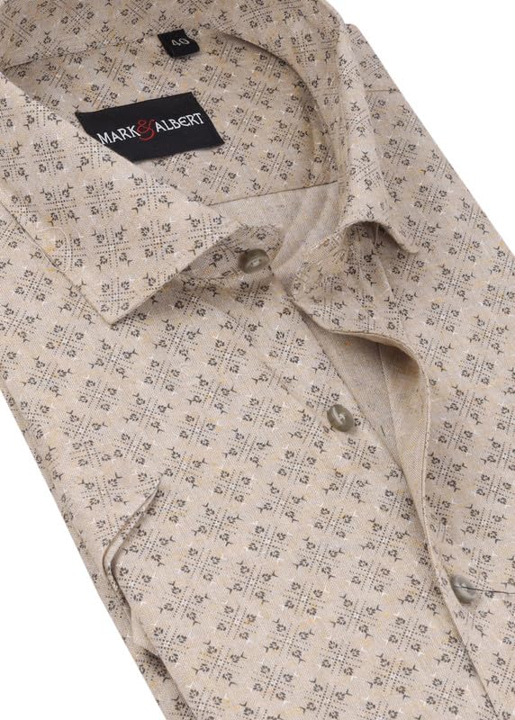 Image of Mark & Albert Men's Half Sleeve Cotton Linen Shirt Blue