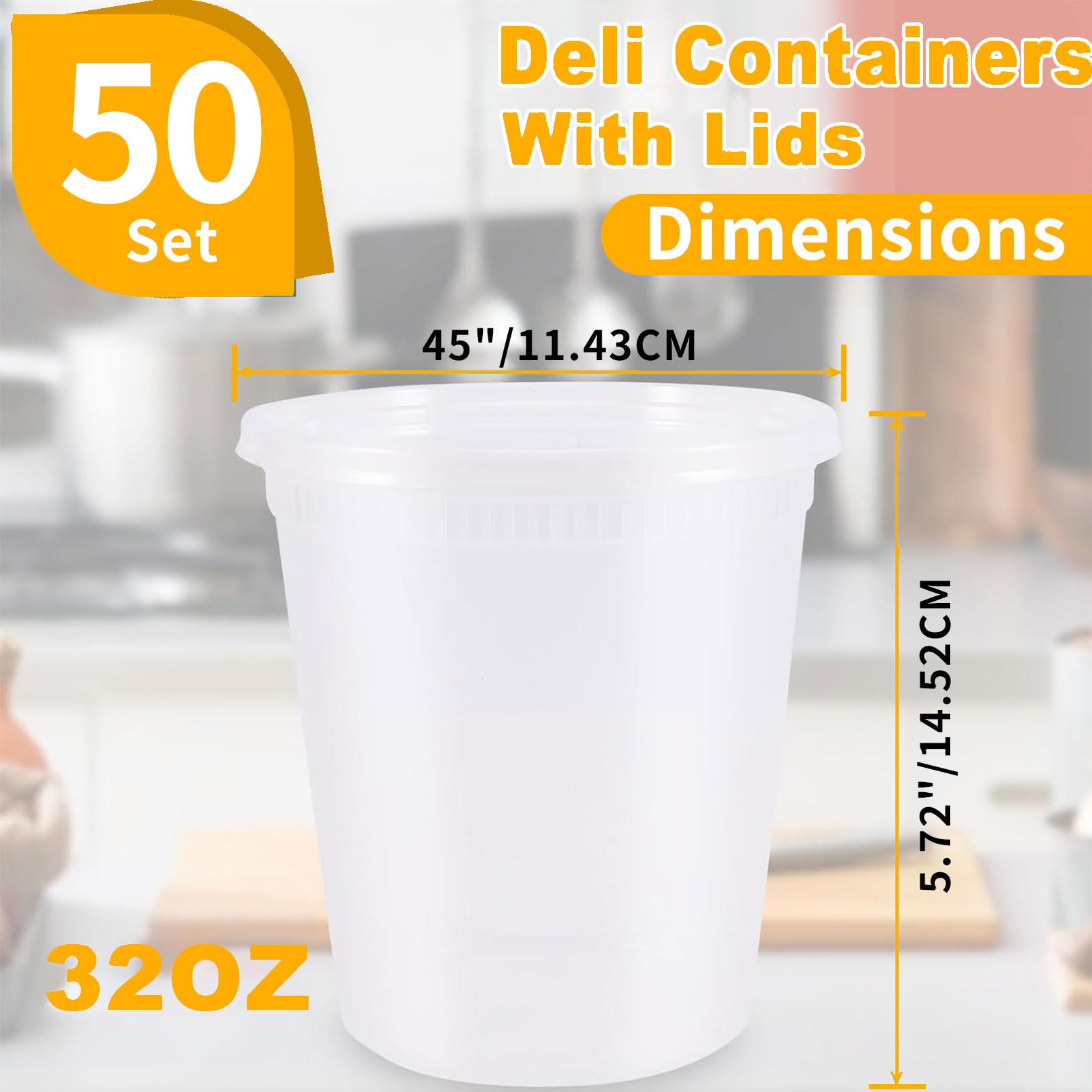 Confezione da 50 contenitori per gastronomia con coperchio, 907,2 g