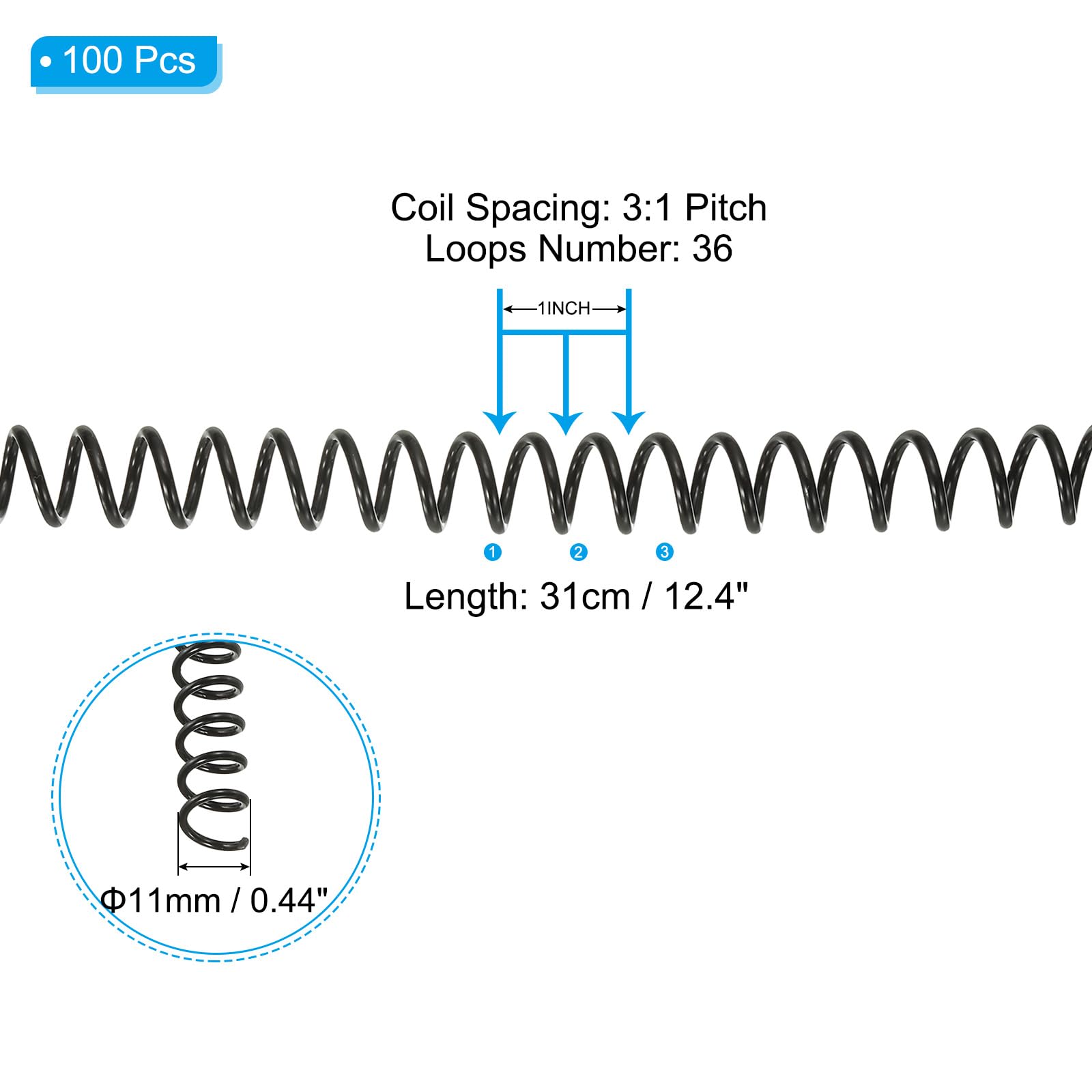 PATIKIL 11mm(7/16") Plastic Spiral Binding Coils - Image 2