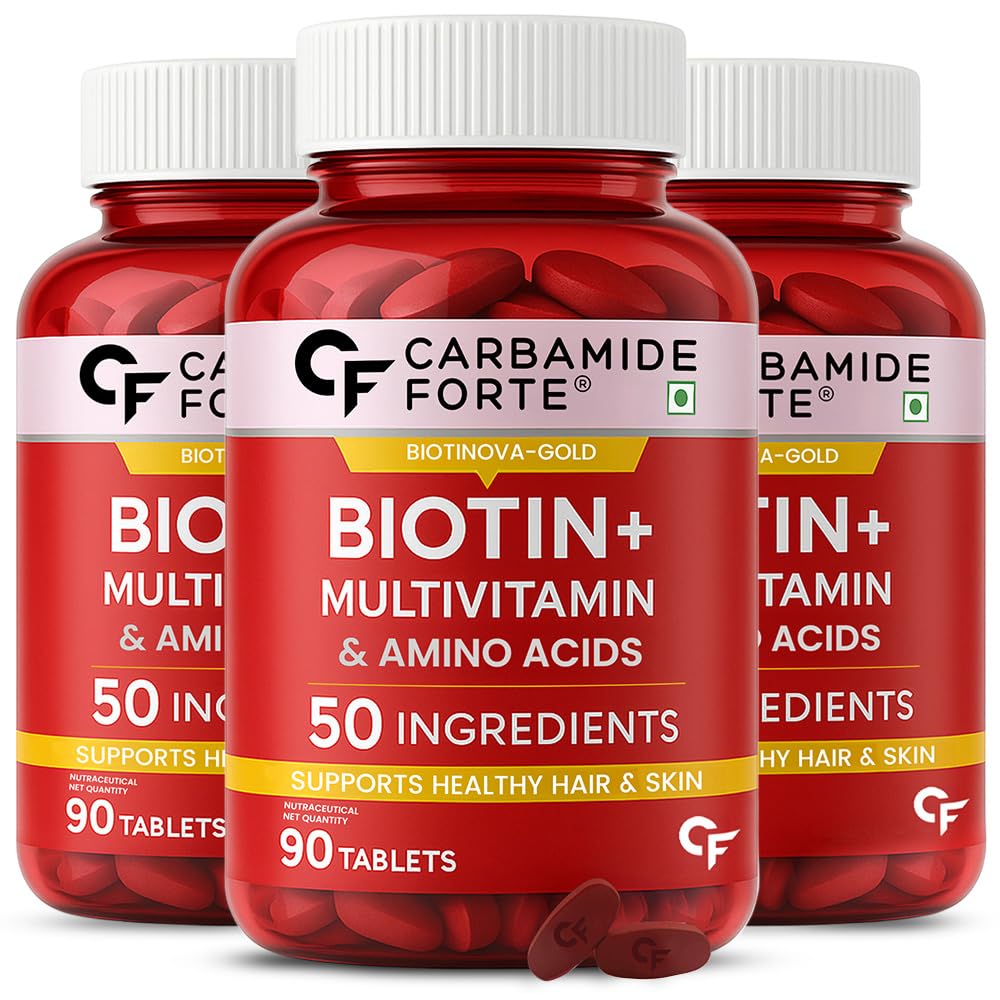 Biotin Supplement with 50 Multivitamin Ingredients for Women & Men - 90 Veg Tablets (Pack of 3)