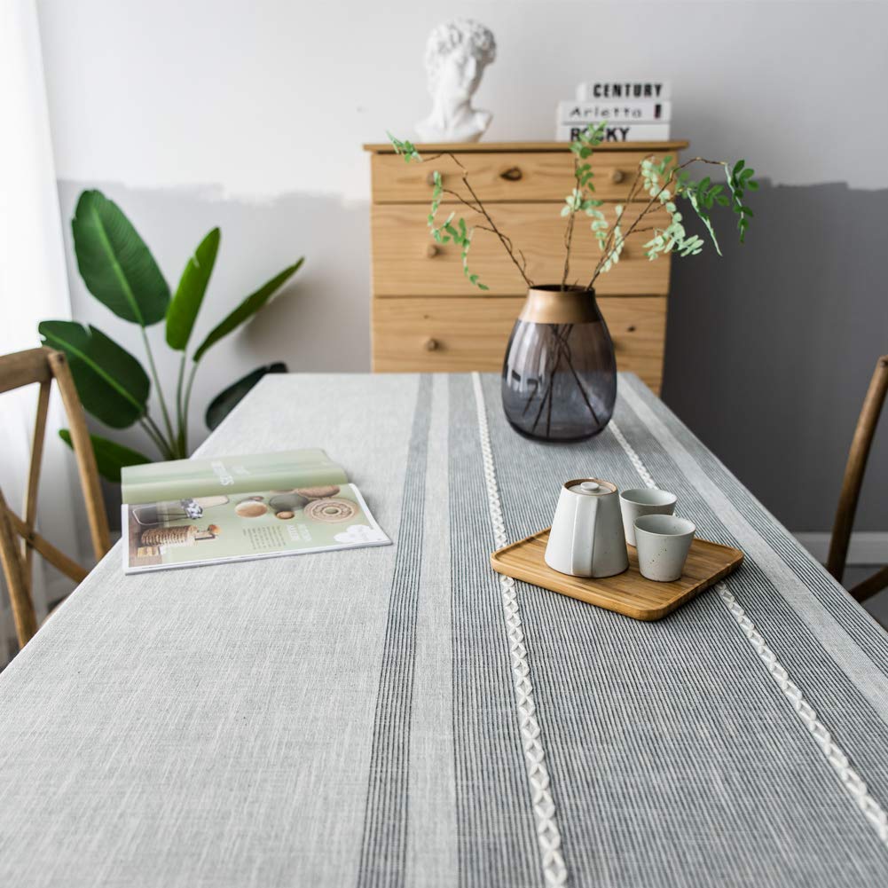 ACMER Nappe 140x180cm, Nappe Cuisine, Anti Tache Tissu, Facile à Nettoyer, pour Décoration de Table de Cuisine - Gris Clair