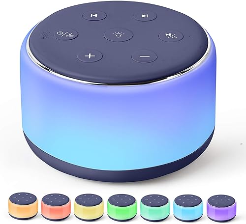 FamiSym Máquina de sonido para bebés, niños y adultos, máquina recargable de ruido blanco para dormir con luz nocturna, 34 sonidos relajantes,
