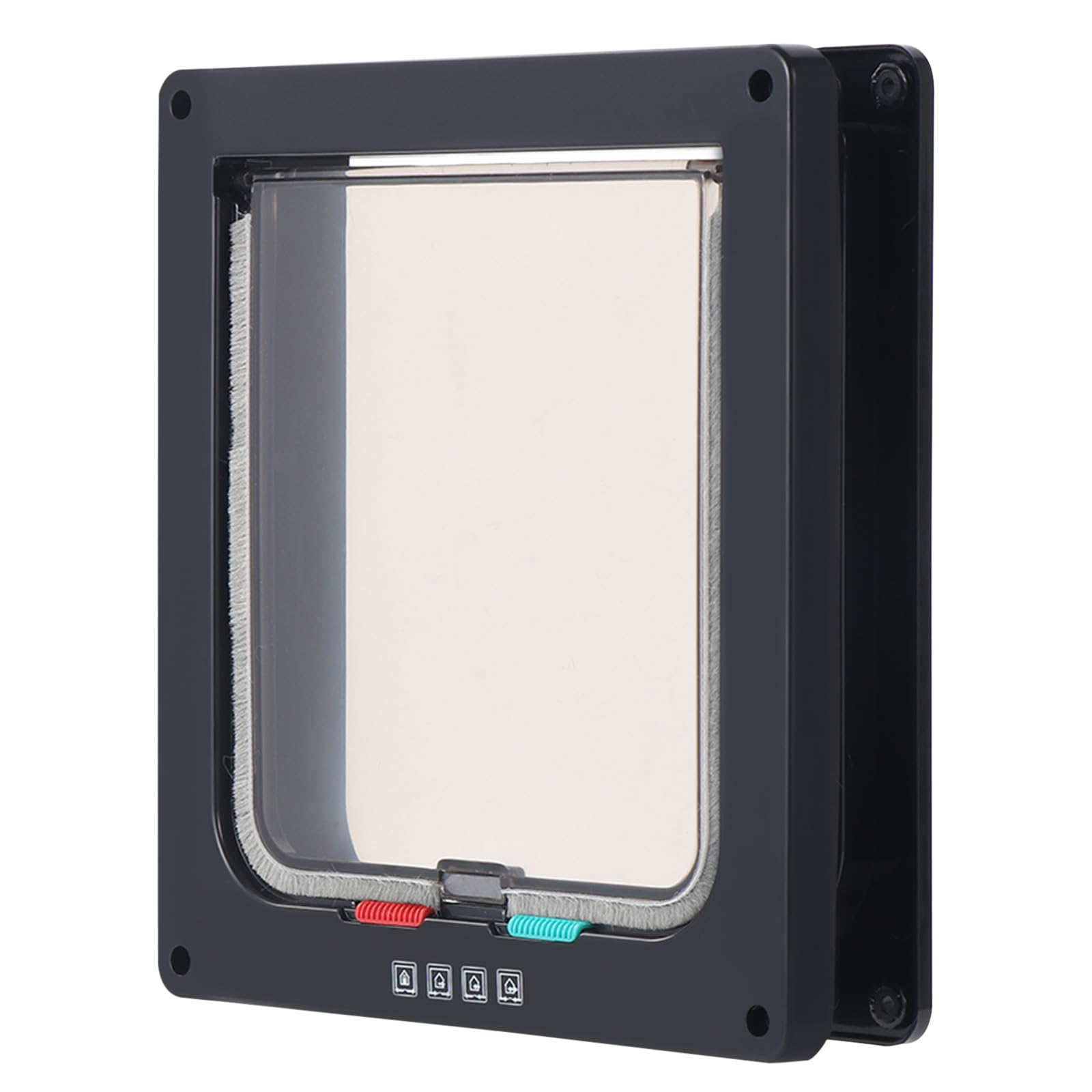 Puerta de Gato,Puerta de Gato Silenciosa con 4 Cerraduras Puerta de Gato Puerta de Gato Activada Puerta de Gato Transparente para Puerta de Panel/Puerta de Cristal/Ventana (L, Negro)