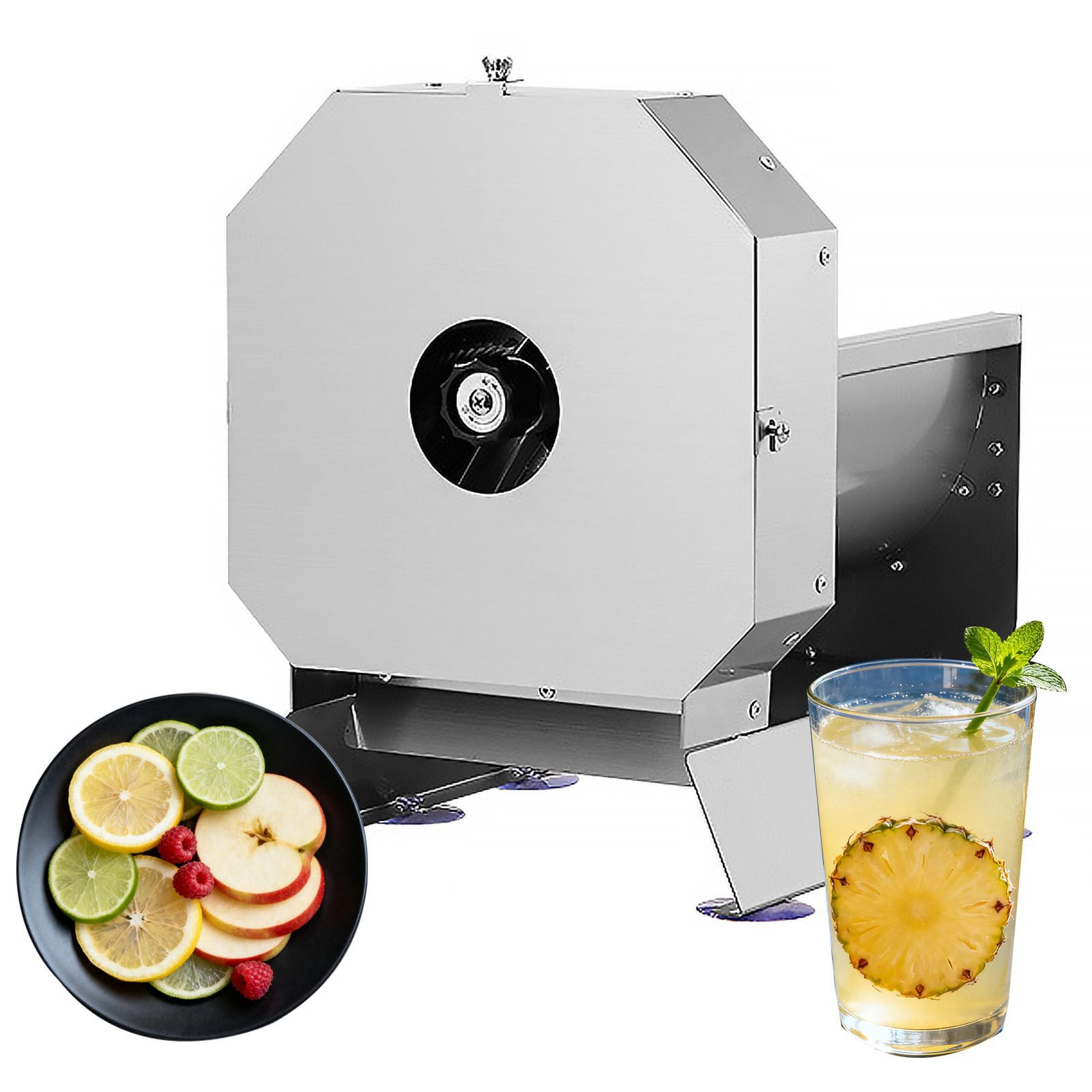 LjyAeono Electric Vegetable Slicer Commercial Fruit Slicer Machine 0-10mm (0-0.4in) Thickness Adjustable Stainless Steel for Lemon Potato Onion Min