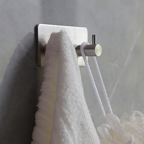Miniatura 10 de Ganchos autoadhesivos para toallas de baño, ganchos de níquel cepillado para colgar en la pared, ganchos adhesivos para toallas de baño, ganchos de