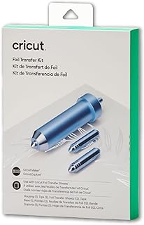 Foil Transfer Kit, Includes 12 Foil Transfer Sheets, 3 Cricut Tools in 1 with Interchangeable Tips (Fine, Medium & Bold), Tool Housing & Adhesive Tape, for Cricut Maker & Explore Machines