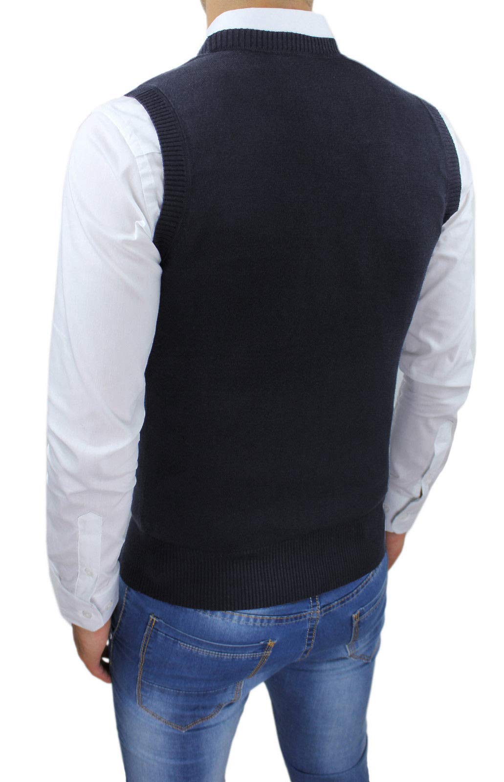 Gilet Smanicato Uomo Slim Fit Casual Elegante Corpetto Maglia Cardigan Bottoni