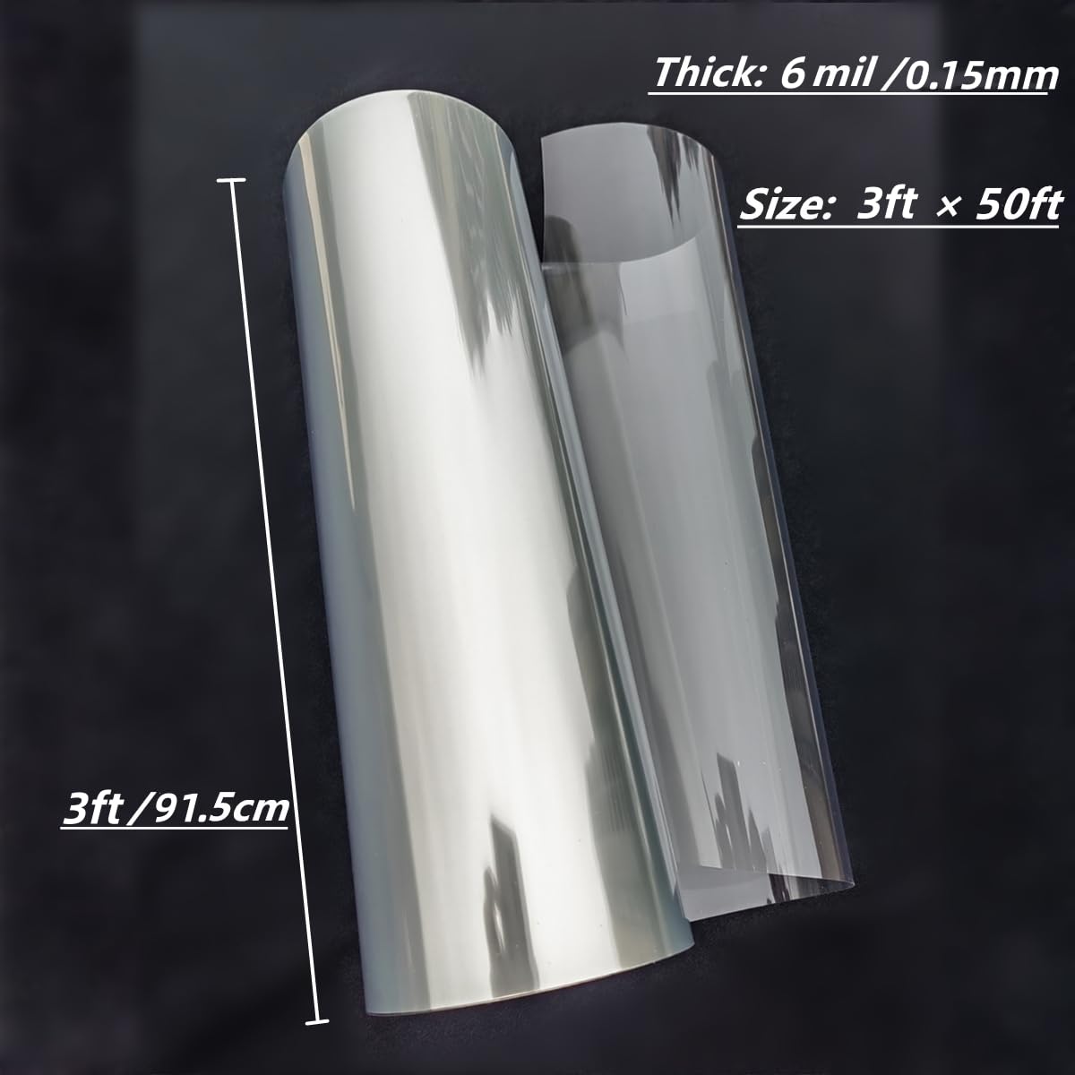 Durchsichtige Mylar-Schablonen für Schneidemaschinen, 91 x 152 cm, Rollen, 6 mil/0,15 mm, blanko, Papiermaterial, Acetat (durchscheinend, 91 x 15,2 m)