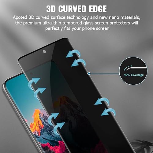 Miniatura 7 de VITAVELAAA Paquete de 1+2 Protector de pantalla de privacidad para Galaxy S20 y protector de lente de cámara, vidrio templado de cobertura completa