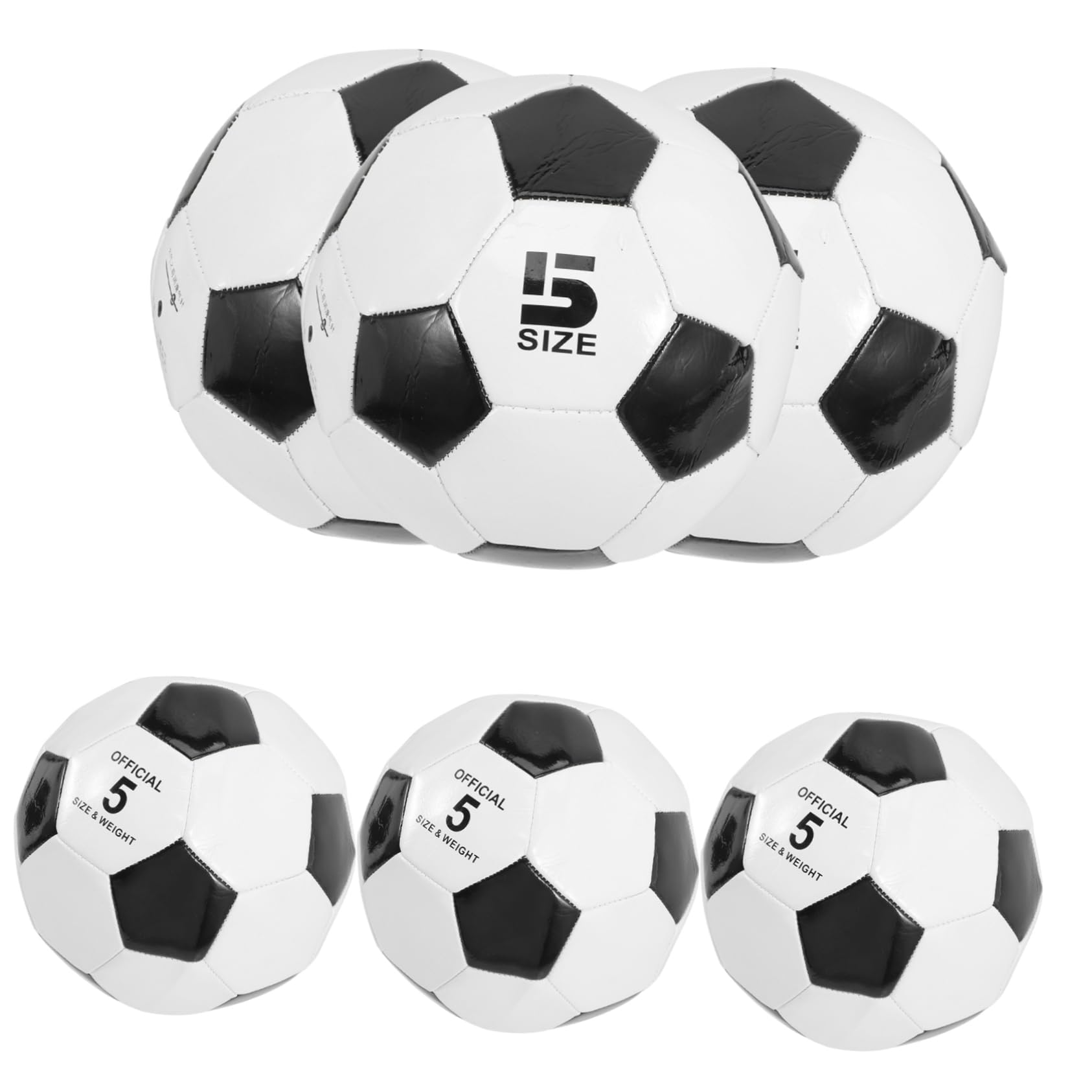 Abaodam Pallone da Calcio Taglia 5 in PVC, 6 Pezzi per Allenamento | Cucitura a Macchina, Alta Elasticità, Adatto a Pratica su Cemento per Ragazzo Ragazza