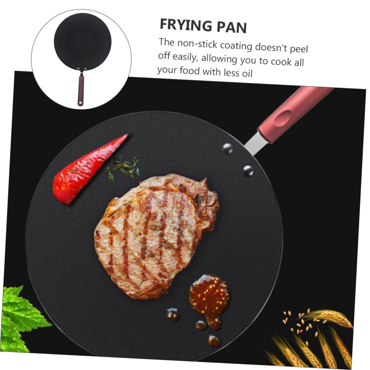 OKUMEYR Household Non Stick Frying Pan Cooking Utensil for Pizza and Pancakes Easy to Clean Smooth Surface for Frying and Grilling Quality Heat Distribution