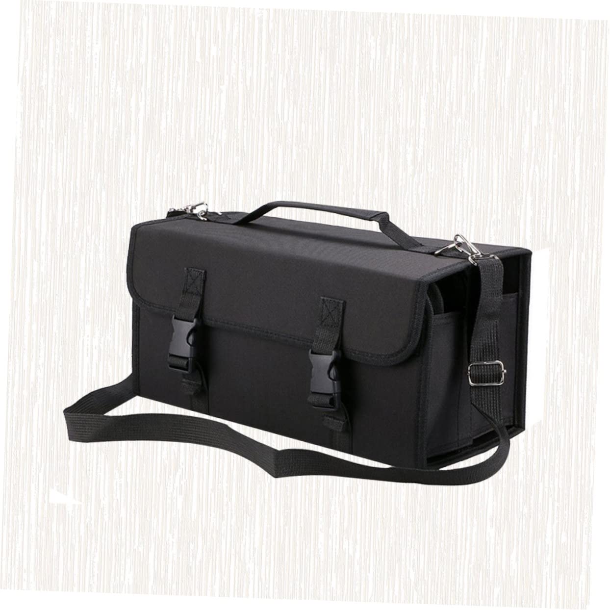Astuccio Porta-marker a 120 Scomparti con Tracolla Nero | Poliestere, Scomparto con Cerniera, Manicotto Removibile con Anello Elastico