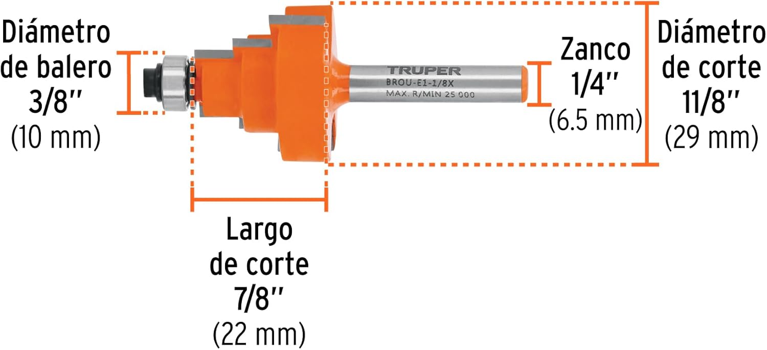 Bit router, staggered, 1-1/8 ', with balero