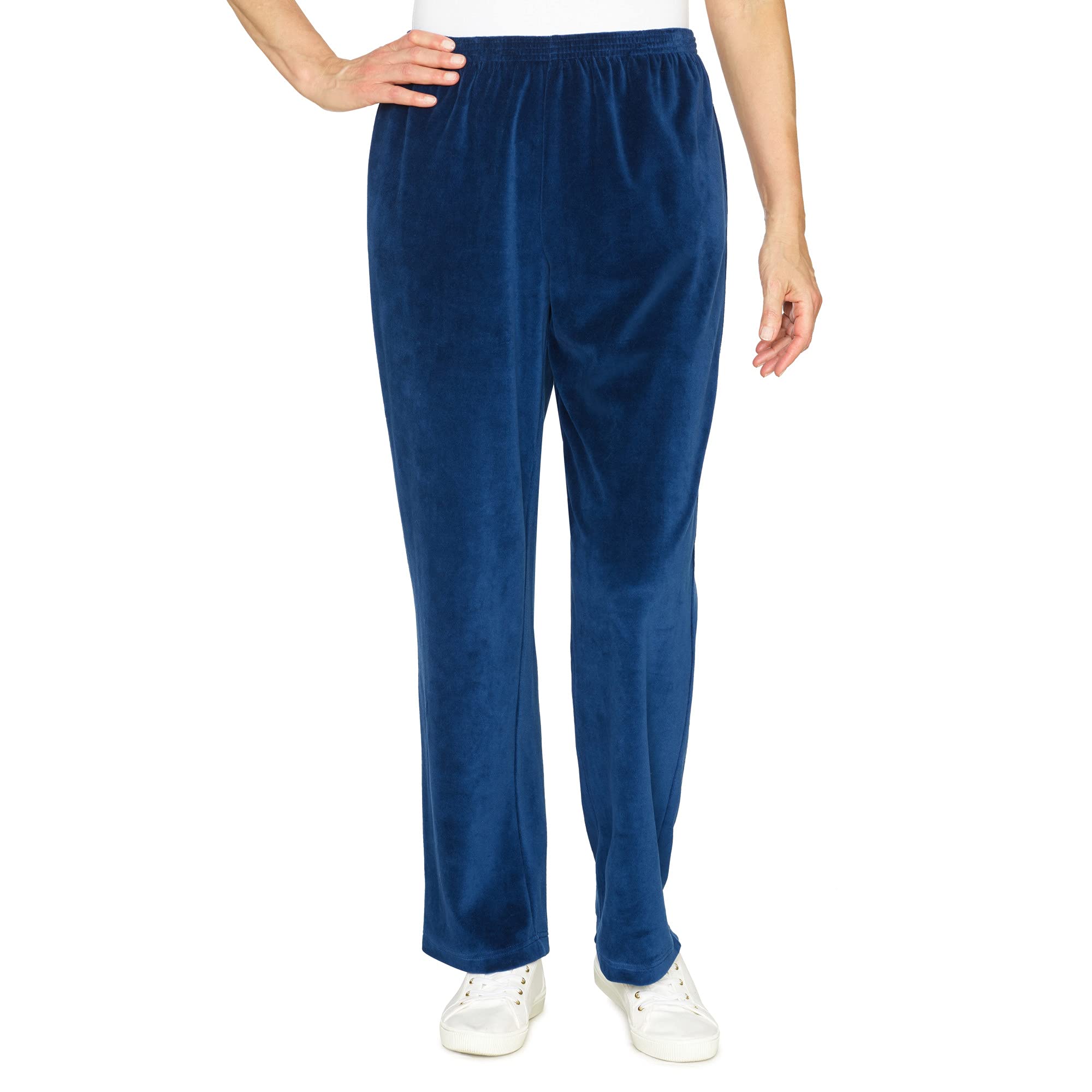 Alfred Dunner Womens Precious Jewels Velour Straight Leg Short Length Pant