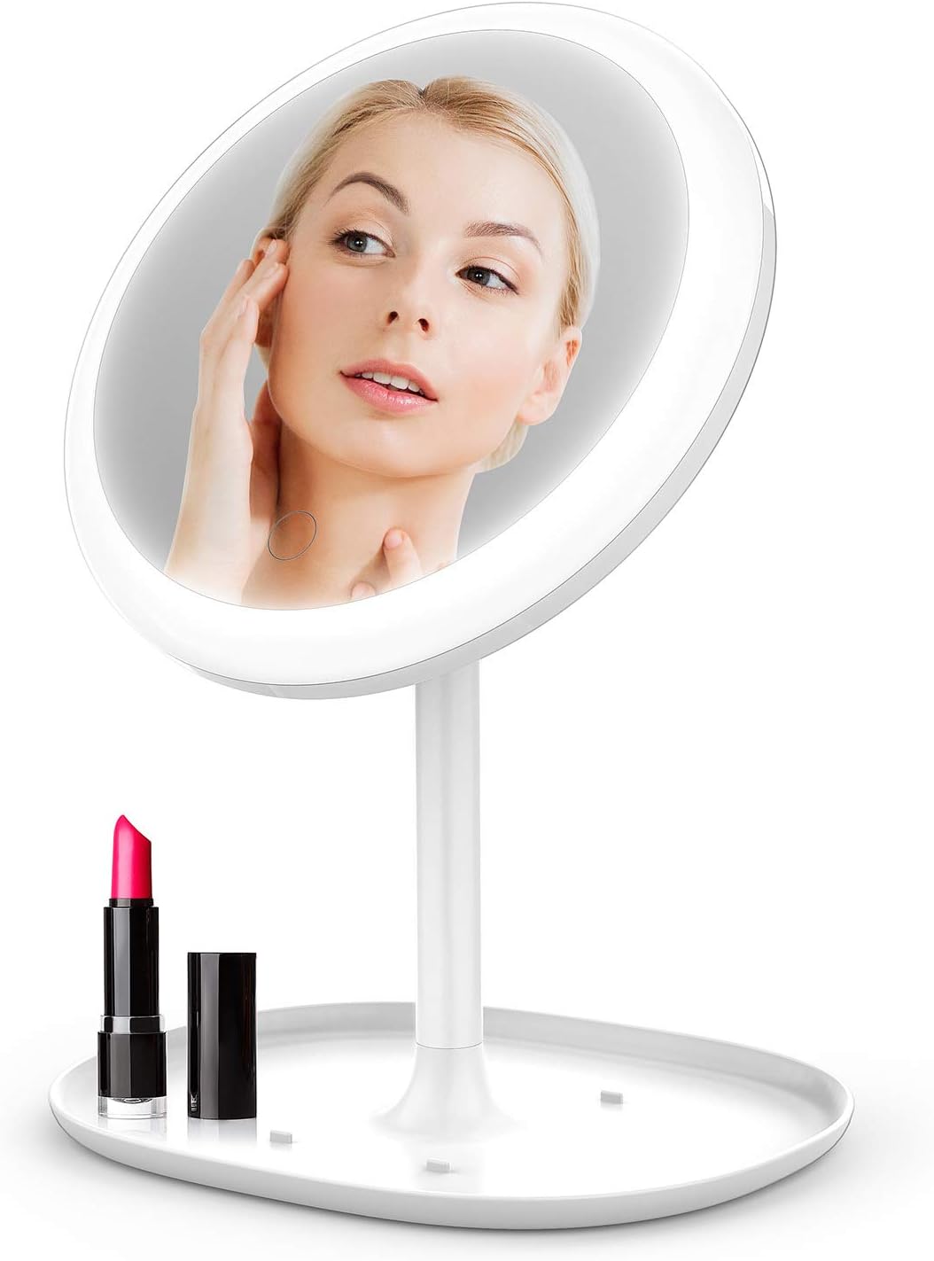 LED Lighted Makeup Mirror Rechargeable8’’ Round Vanity Mirror with 3