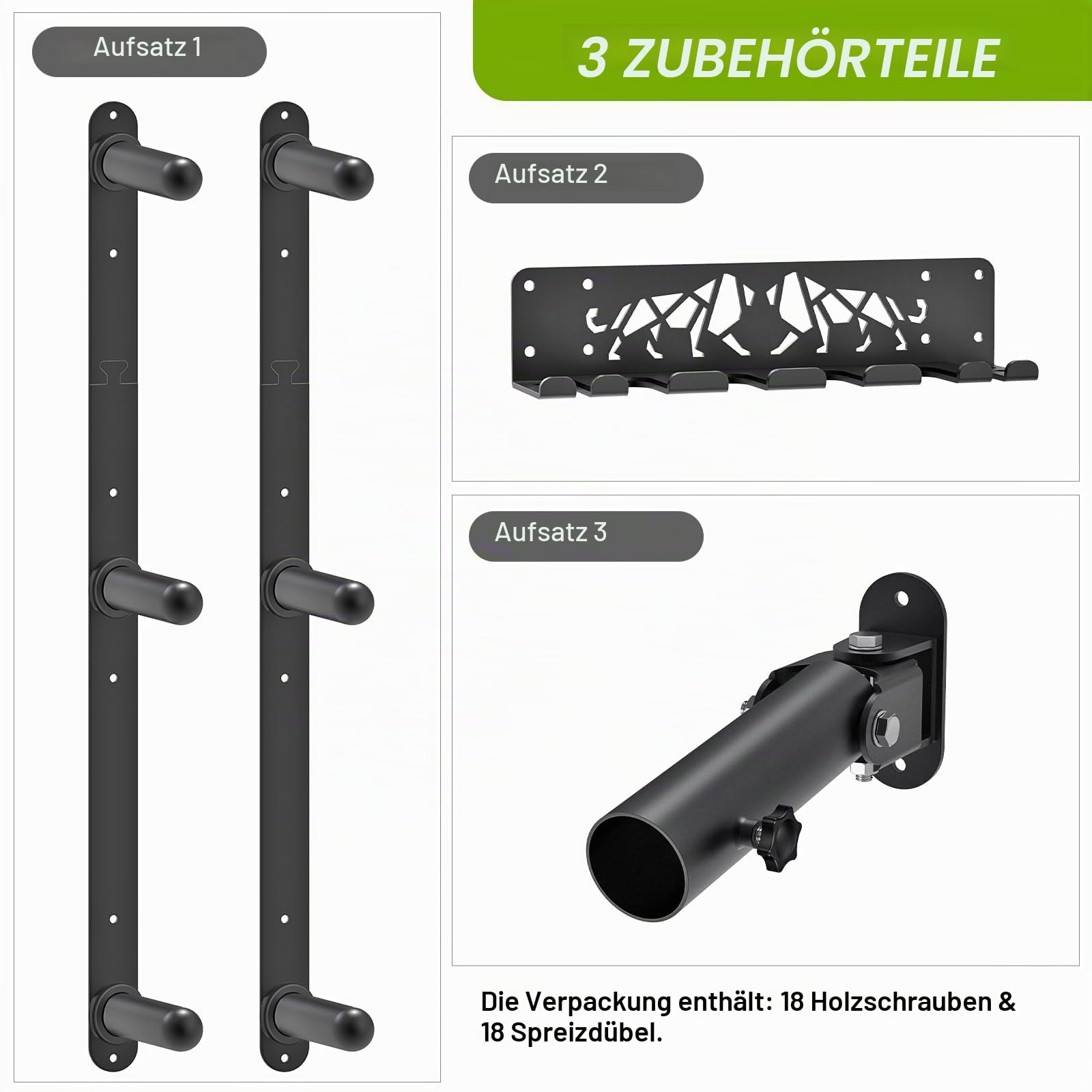 Kipika Gym Organizer-Set – Hantelscheiben-Aufbewahrungsregal (2 Stück), Langhantel-Aufbewahrungsregal mit T-Stange, Landminen-Plattform-Befestigung – langlebige