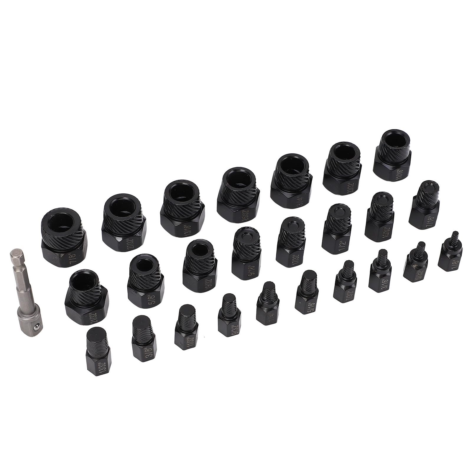 Juego de extractores de tornillos de 26 piezas, juego de extractores de pernos de fácil extracción con cabeza hexagonal de múltiples ranuras para quitar tornillos, pernos y espárragos pelados, redon