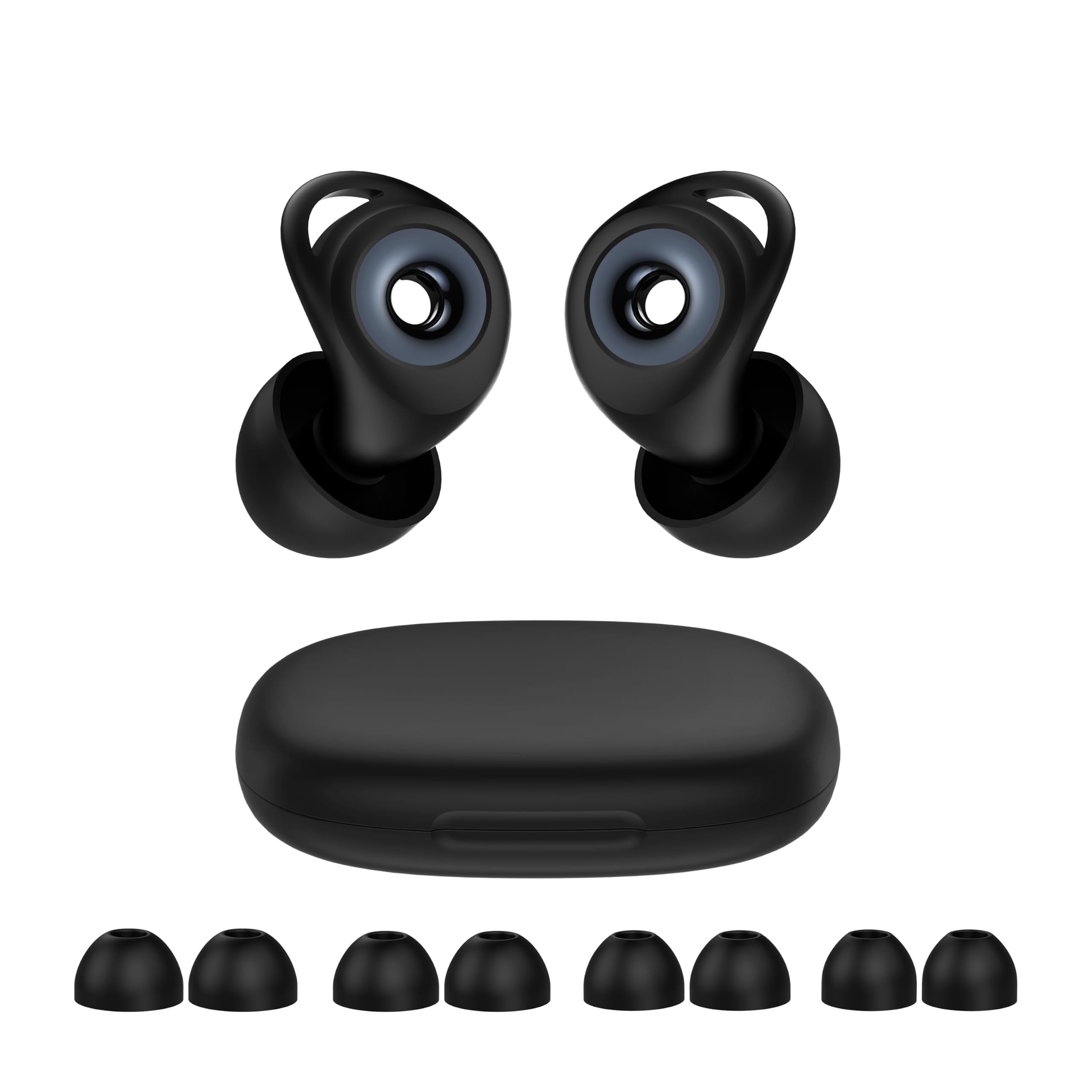 Bouchons d'oreille anti-ronflements pour dormir, protection auditive ultra-confortable, ajustement flexible, réduction du bruit de 45 dB, réutilisables, Noir piano