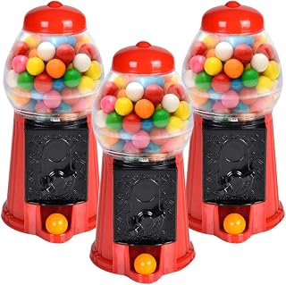 ArtCreativity Gumball Machine for Kids, Set of 3, 6.5 Inch Desktop Bubble Gum Mini Candy Dispenser, Unique Money Saving Coin Bank, Best Gift or Vintage Office Desk Decoration (Gumballs not Included)