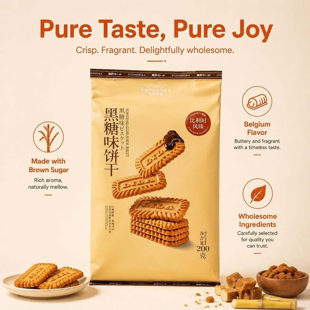 Galletas Crujientes Sabor Azúcar Negro 200g*2 Bolsas