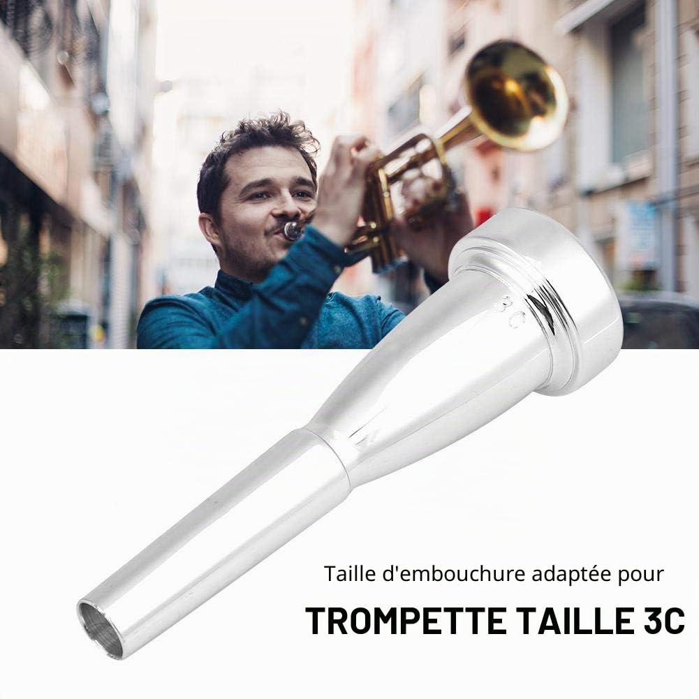 Embouchure de trompette, 3C embouchure en cuivre pour instrument de musique de trompette (Silver)