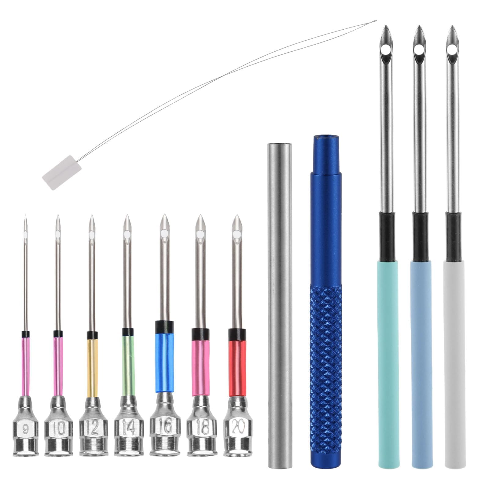 Punch Embroidery Kit, 13 Pcs Punch Needle Set, with 7 Sizes Embroidery Stitching Punch Needle, Poking Cross Stitch Tools Knitting Needle Art Handmaking Sewing Needles, for Adult Beginners, DIY Craft