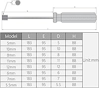 Vista 8 de Utoolmart Tuerca hexagonal con mango antideslizante, destornillador hexagonal (0.217 in)
