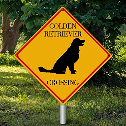 Golden Retriever plaque murale métal déco vintage extérieur panneau rue jaune