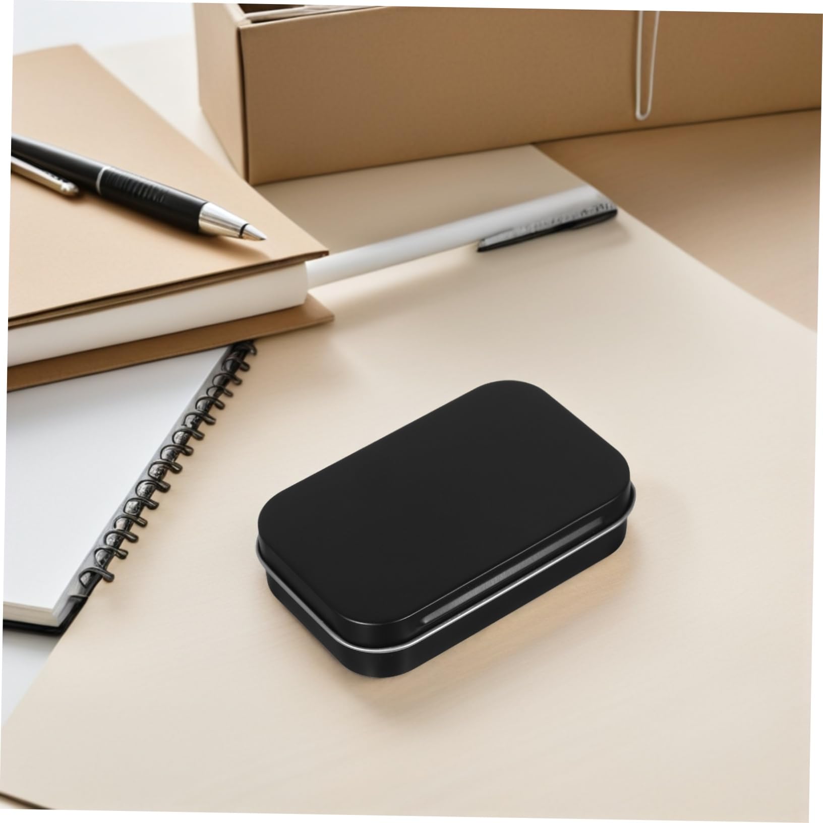 ORFOFE 10pezzi Scatola Cerniera Per Carte Da Gioco Contenitore Metallo Quadrato Nero Organizer Per Carte Collezionabili Scatola Immagazzinaggio Decorativo Per Casa e Viaggio