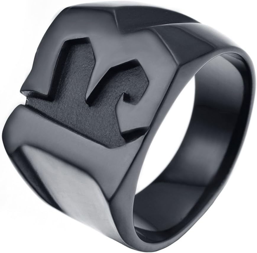 Men's Stainless Steel Lucky Number 13 Biker Ring High Polished Silver Band