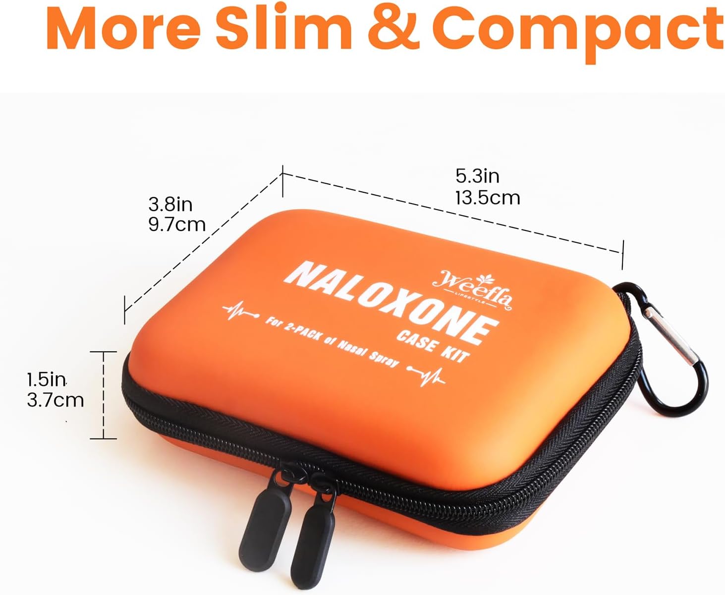 Empty Naloxone Carry Case & Bag, Fits 2 Pack Nasal Sprays, for Opioid Overdose Emergency, Splash Resistant, High-Visibility, First Responder & Daily Use (No Naloxone)