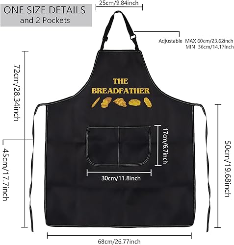 Miniatura 2 de MBMSO Delantal para hornear pan para hacer pan, delantal de panadería con bolsillos, para panadería, regalos para panadería, delantales de panadería