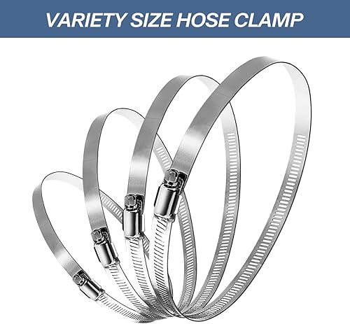 Miniatura 5 de butihin Abrazadera de manguera de 4 pulgadas ajustable de acero inoxidable 304 abrazaderas de conducto de tornillo sin fin ajustable 3.583 in-4.488