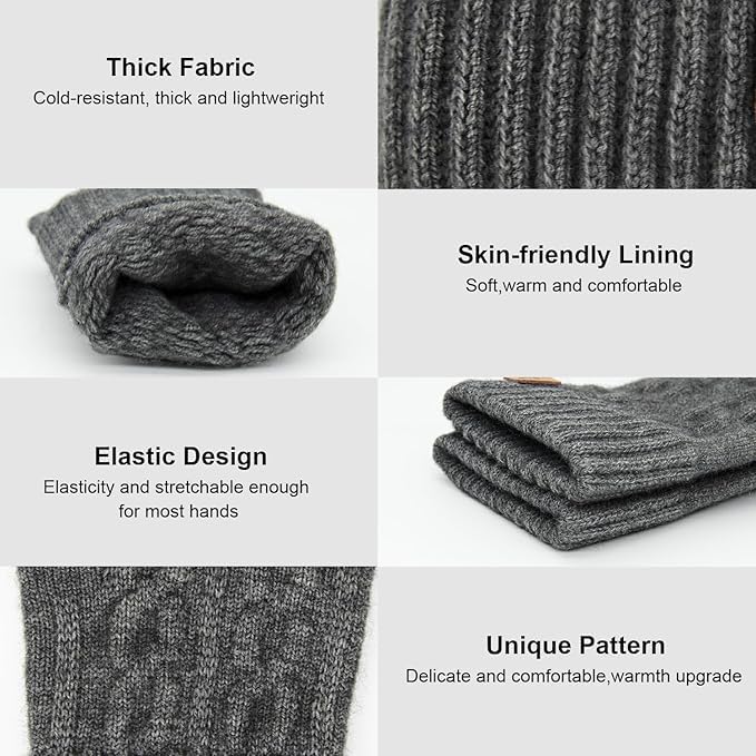Image of Half Finger Woolen Winter Gloves for Men Women- Warm & Soft Knitted Gloves for Cold Weather