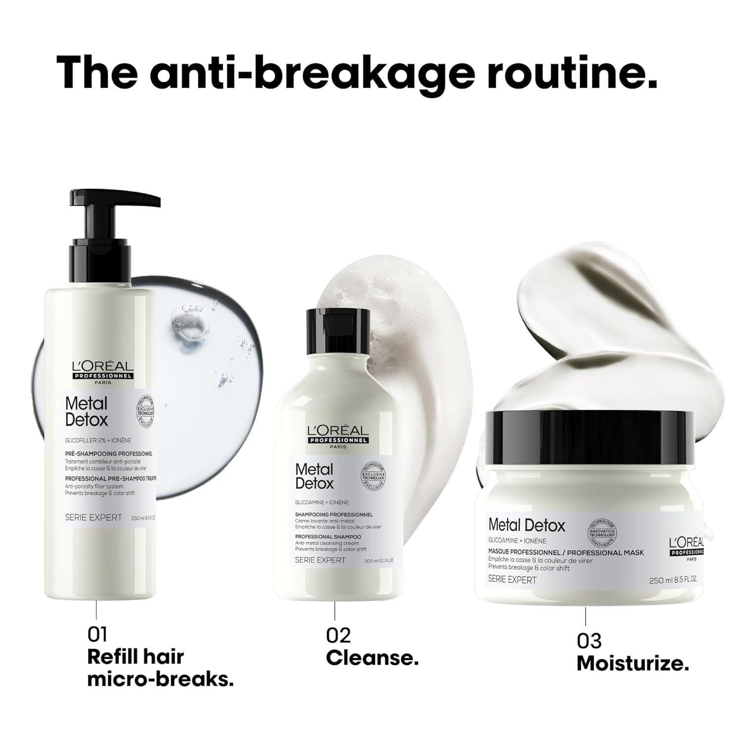 L'Oréal Professionnel Paris Metal Detox Pre-shampoo Treatment & Shampoo Set - Removes Metal Build Up and Protect Color With Shine, Paraben & Sulfate-Free, For Dry or Damaged & Color-Treated Hair