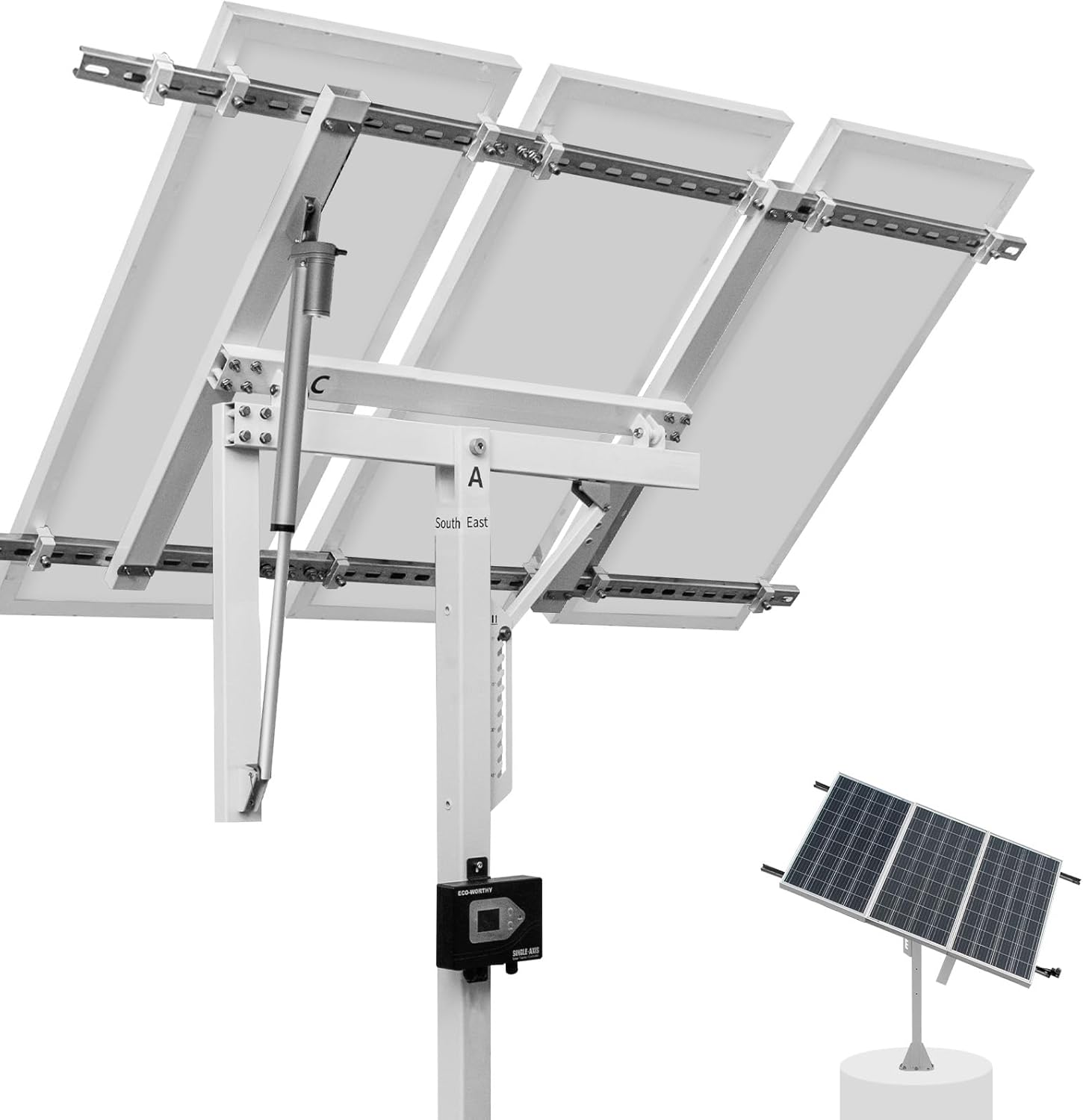 ECO-WORTHY Photo voltaic Panel Single Axis Monitoring System (Improve 30% Energy) with Tracker Controller,Excessive Stability, Multi-Angle Adjustment,Excellent for Totally different Photo voltaic Panels, for Yard/Farm/Subject/Backyard