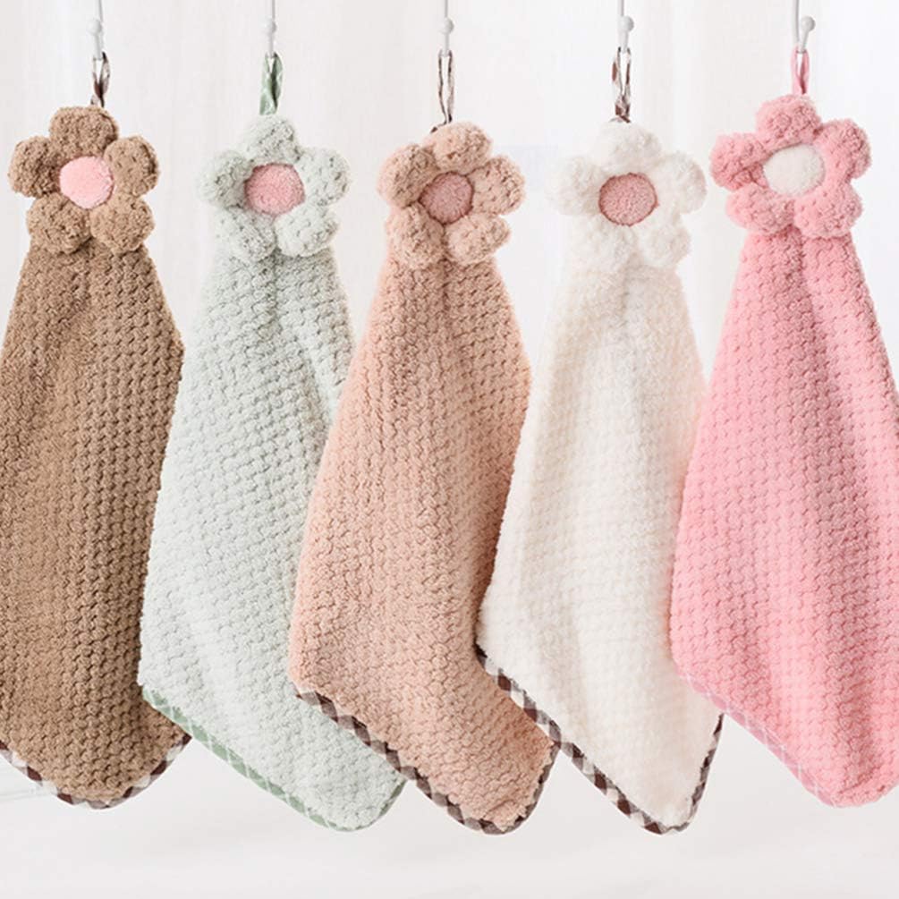 Healifty 5 Pcs Washable Hand Towels Bathroom Hand Towels Quick Drying Towel Kids Hanging Dish Cloth Fast Drying Towel Cute Bath Absorbent Clothing Rag