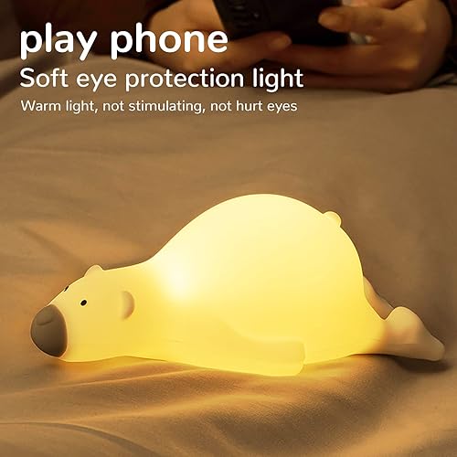 Miniatura 6 de Linda luz nocturna de oso lámpara LED de oso regalos de oso plano para adolescentes luz nocturna de silicona regulable para guardería luz de oso de