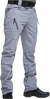 Mens Tactical Pants Relaxed Fit Stretch Water Resistant Pants Combat Army Cargo Work Pants with Zipper Pockets